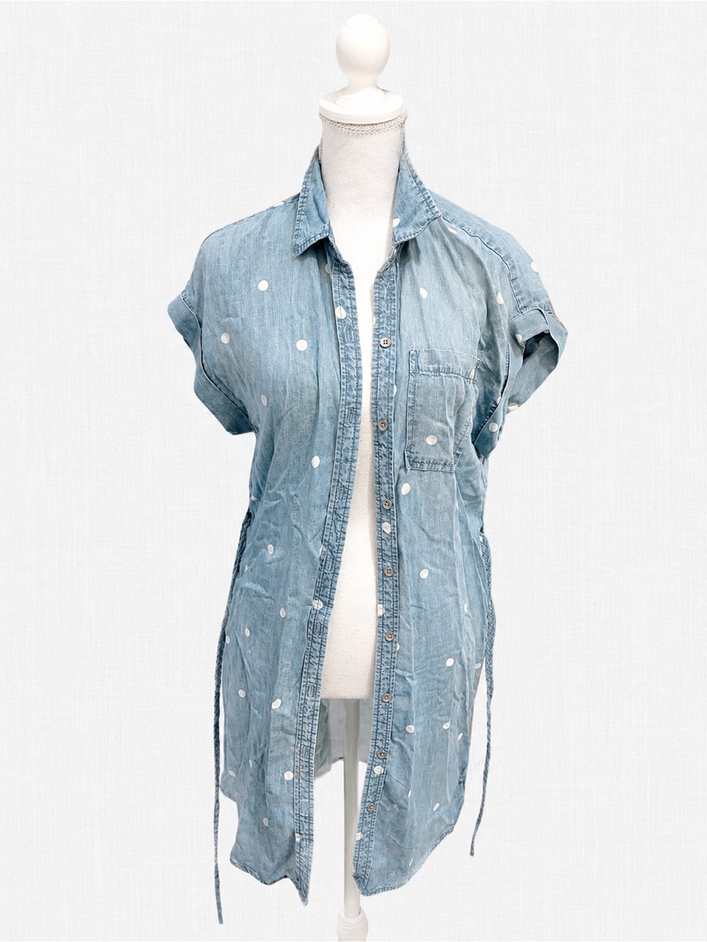 Jordache Light Blue Polka Dot Denim Tunic